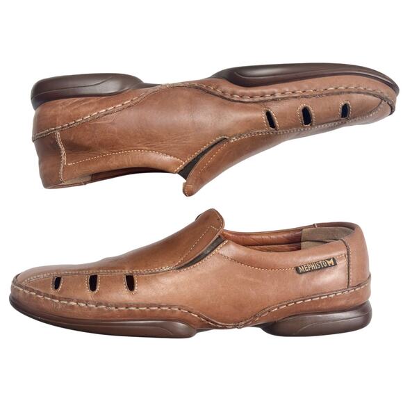 Mephisto | Men | Cool-Air Whiskey Brown Genuine Leather Slip-On Loafers | 11.5